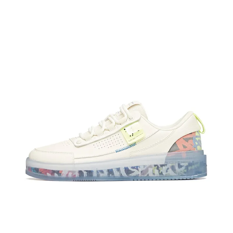 Anta Life Collection Jelly Shoes Coverage Slip Resistant And Abrasion Resistant Low Top Skateboard Shoes White Green-0