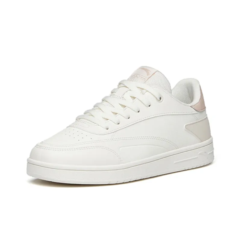Anta Anti Slip Wear Resistant Low Top Skateboard Shoes Women's Pink White-2