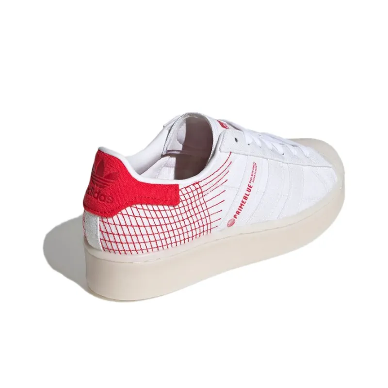 Adidas Originals Superstar Skateboard Shoes Women's Low Top White/Red-3