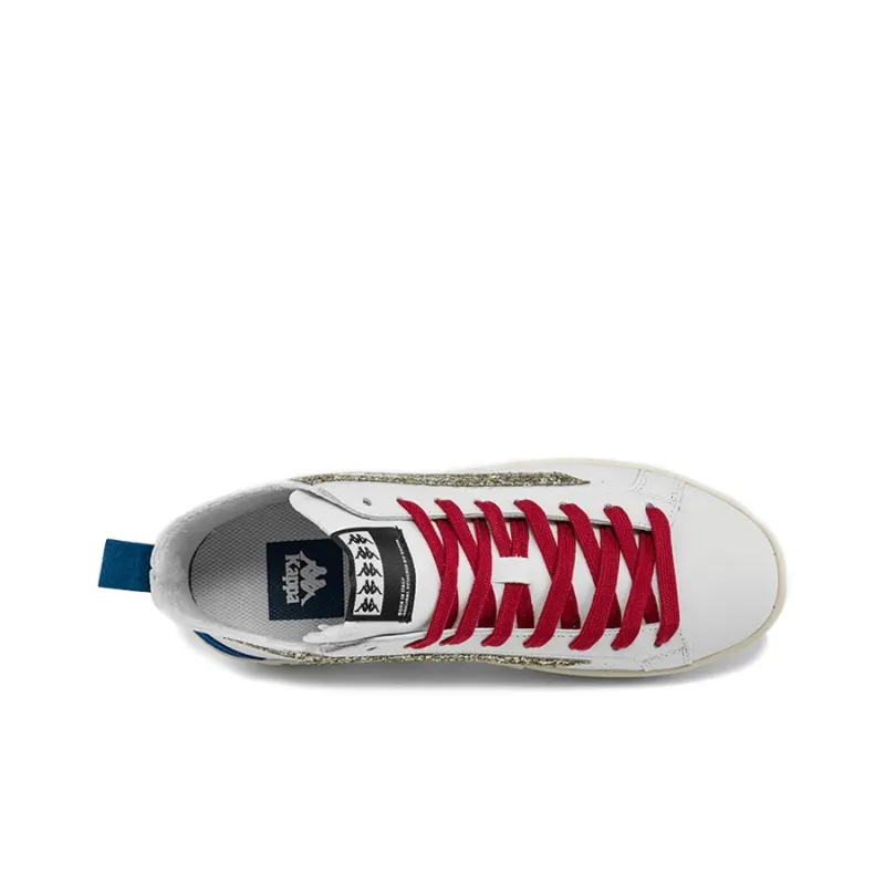 Kappa Anti Slip And Wear Resistant Height Increasing Coverage Mid Top Skateboard Shoes Women's White Gold-2