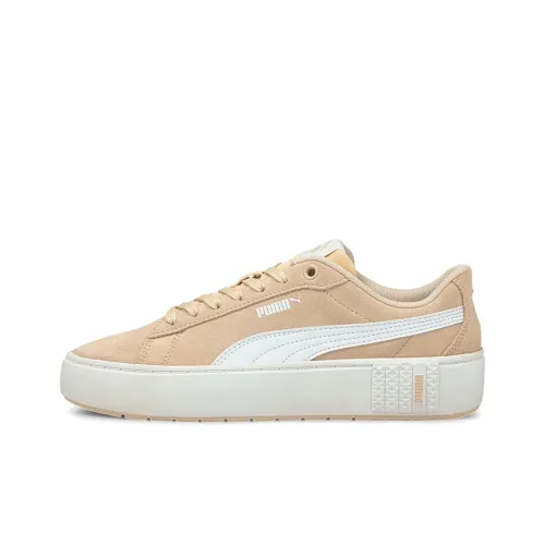 PUMA Smash Series Skateboard Shoes Women's Low-Top Khaki/White