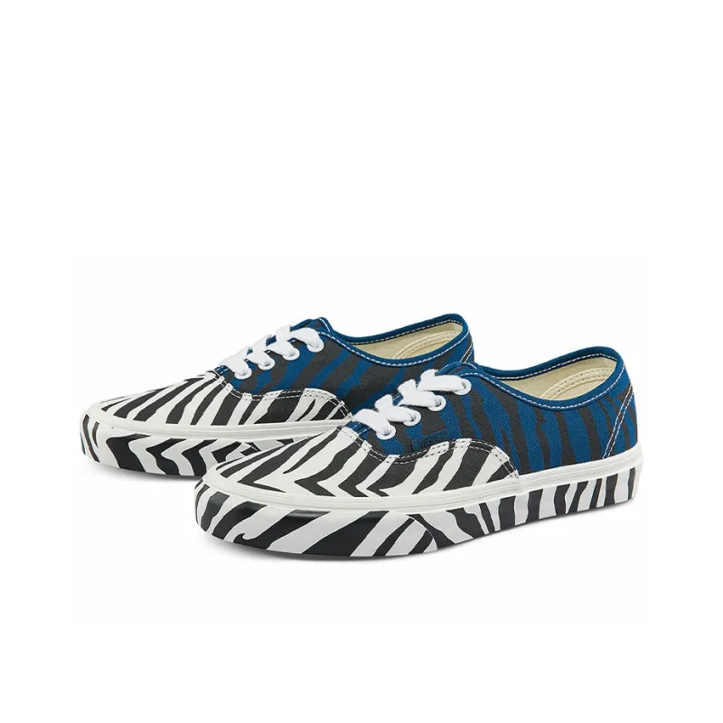 Vans Unisex Authentic Animal Low Top Sneakers White/Black/Blue-1