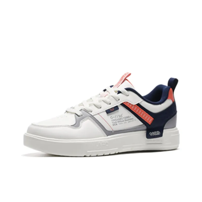 361° Abrasion Resistant Slip Resistant Low Top Skateboard Shoes Men's White Black Orange-2