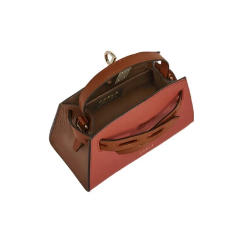Furla Margherita Collection Leather Dome Bag, Shoulder Bag, Crossbody Bag, Handbag Mini Women's Cinnamon-3