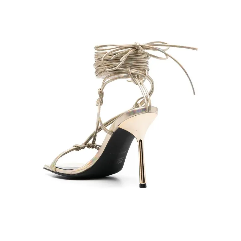 KARL LAGERFELD Gala Shimmer Lace-up Sandals-3
