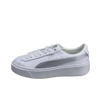 PUMA Basket Skate Shoes 'White Silver' Women's