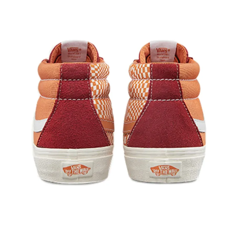 Vans Sk8 mid Retro Mid Top Casual Skate Shoes Unisex Red Orange Splicing 'Orange Red'-4