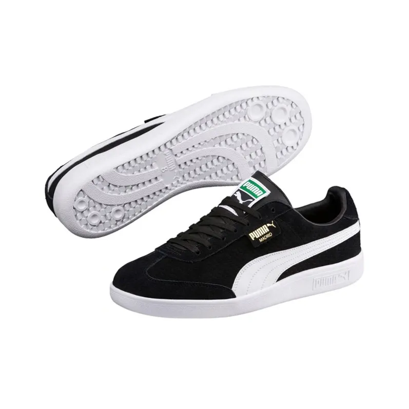 PUMA Suede Madrid Perforated Lightweight And Breathable Low-Top Skateboard Shoes Men's Black-4