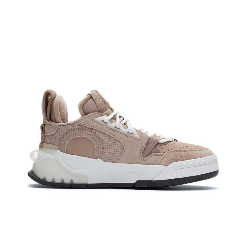 LiNing Enlightenment Anti Slip And Wear Resistant Lightweight Mid Top Skateboard Shoes Women's Light Taupe-1