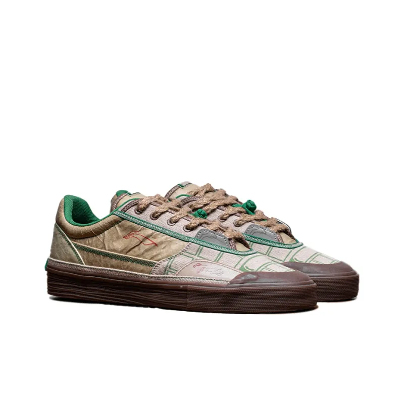 ACU x LiNing 50/50 Wear resistant And Lightweight Low Top Skateboard Shoes Men's Khaki-2