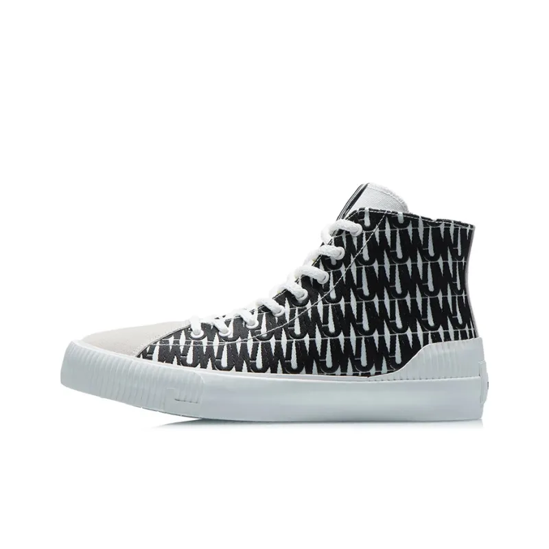 Jason Wu x LiNing CF Tracing Anti Slip Wear Resistant High Top Skateboard Shoes Unisex Black White-0