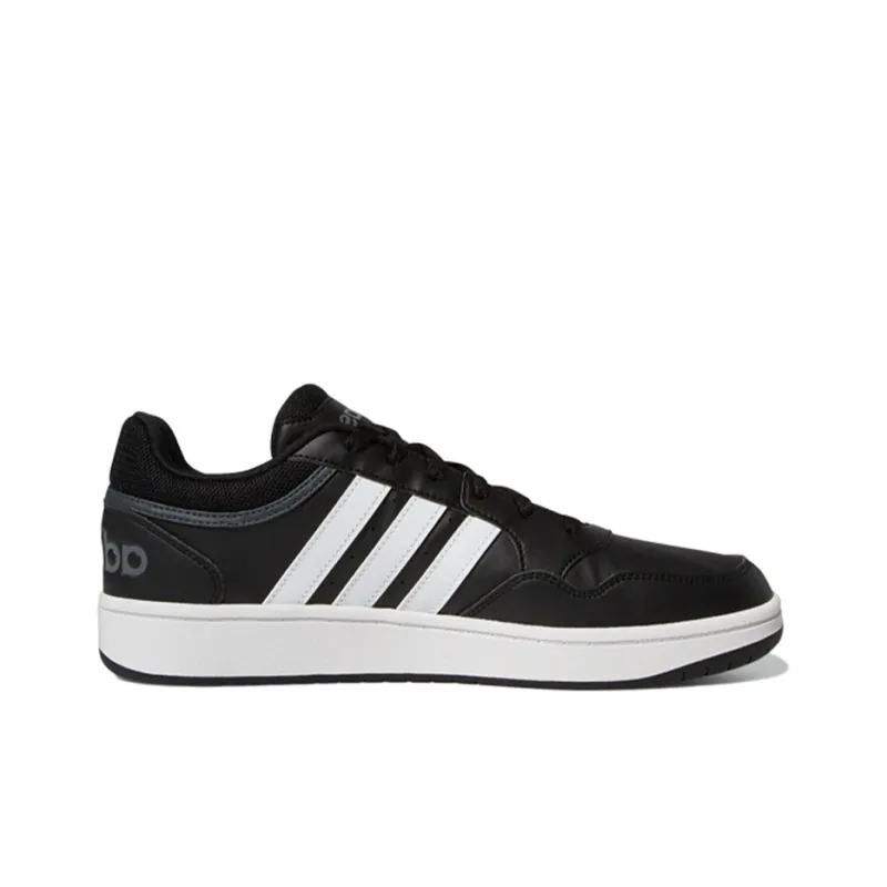 Adidas Hoops 3.0 Low Black White Stripes-1