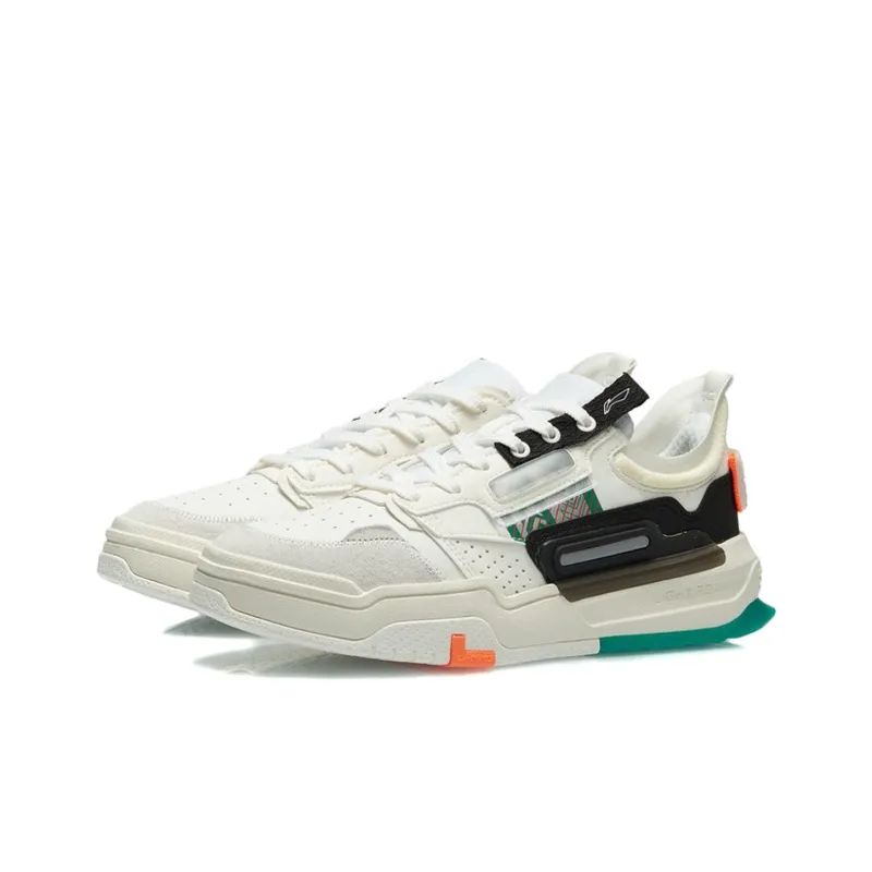 LiNing Cushioning Wear-Resistant Low-Top Skateboard Shoes Women's White Black-2