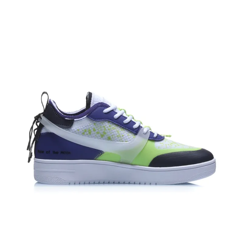 LiNing CF Slip Resistant Cushioning Low Top Skateboard Shoes Men's White Blue-1