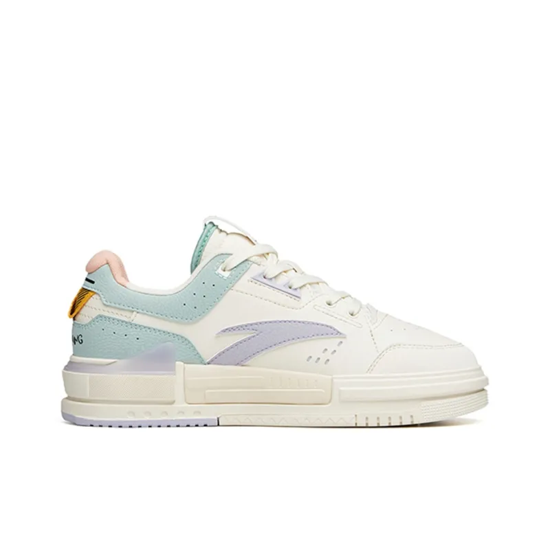 Anta Life Collection Low-Top Skateboard Shoes Women's White Gray Green-1