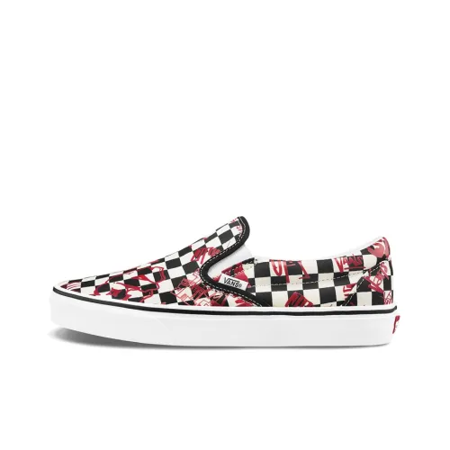 Vans Slip-on Skateboard Shoes Unisex Low-Top Black/White/Red