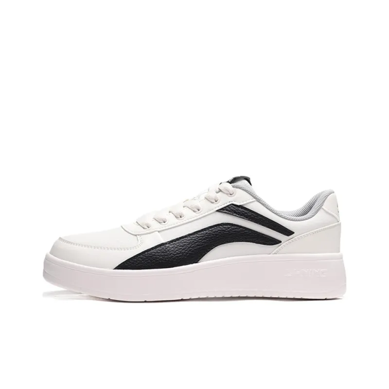 LiNing Anti Slip Wear Resistant Low Top Skateboard Shoes Unisex White Black-0