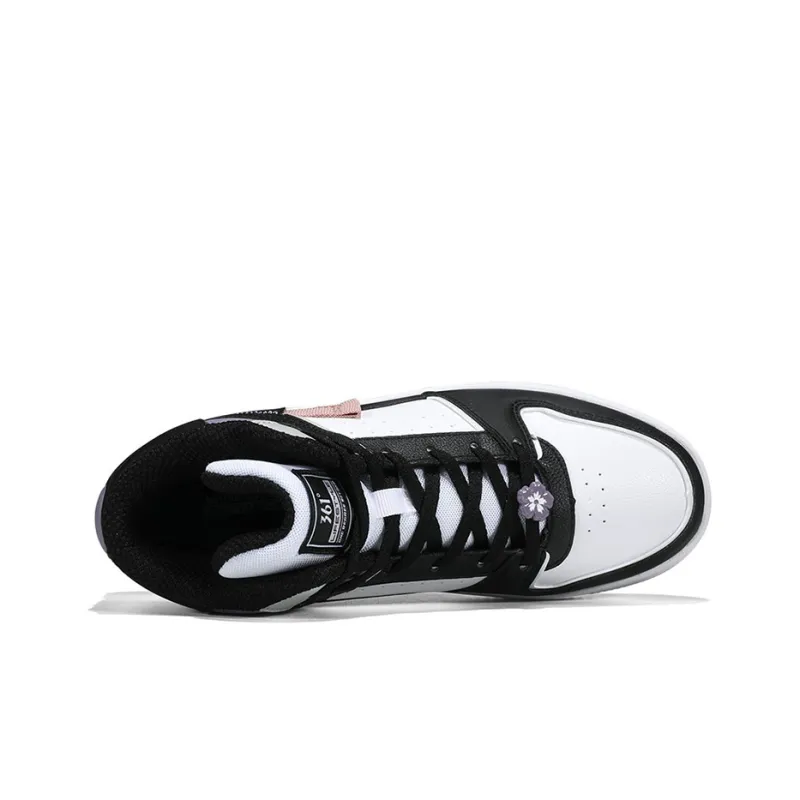 361° Slip Resistant Cushioning Abrasion Resistant Mid Top Skateboard Shoes Women's Black White-3