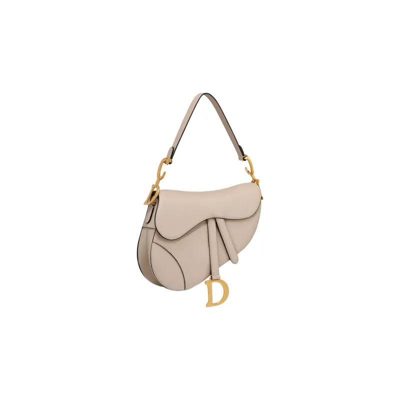 DIOR Saddle Grained Cow Leather Saddle Bag Shoulder Bag Crossbody Bag Handbag Women's Pink Beige-2