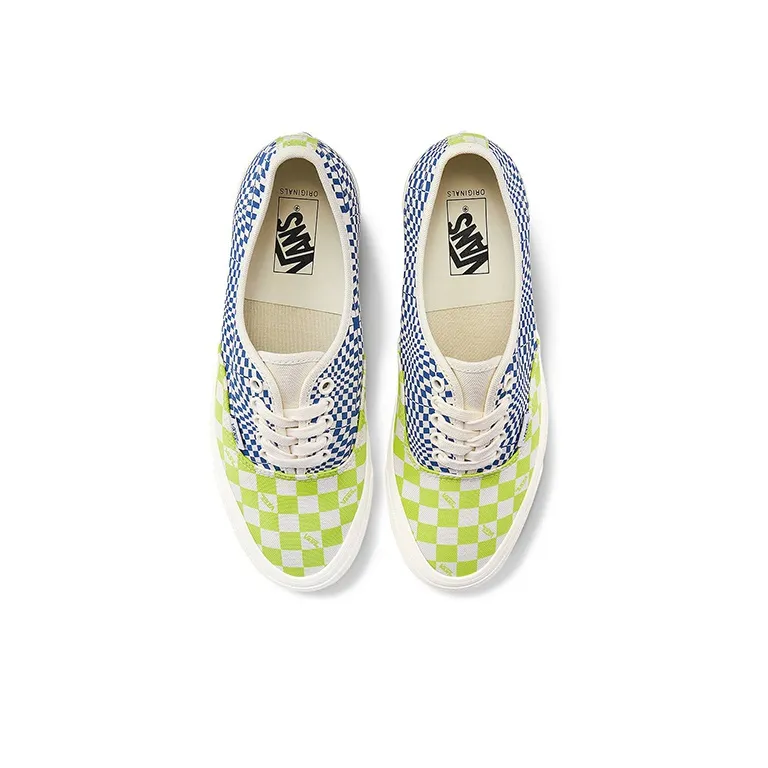 Vans Authentic Logo Check Lime Punch True Blue-2