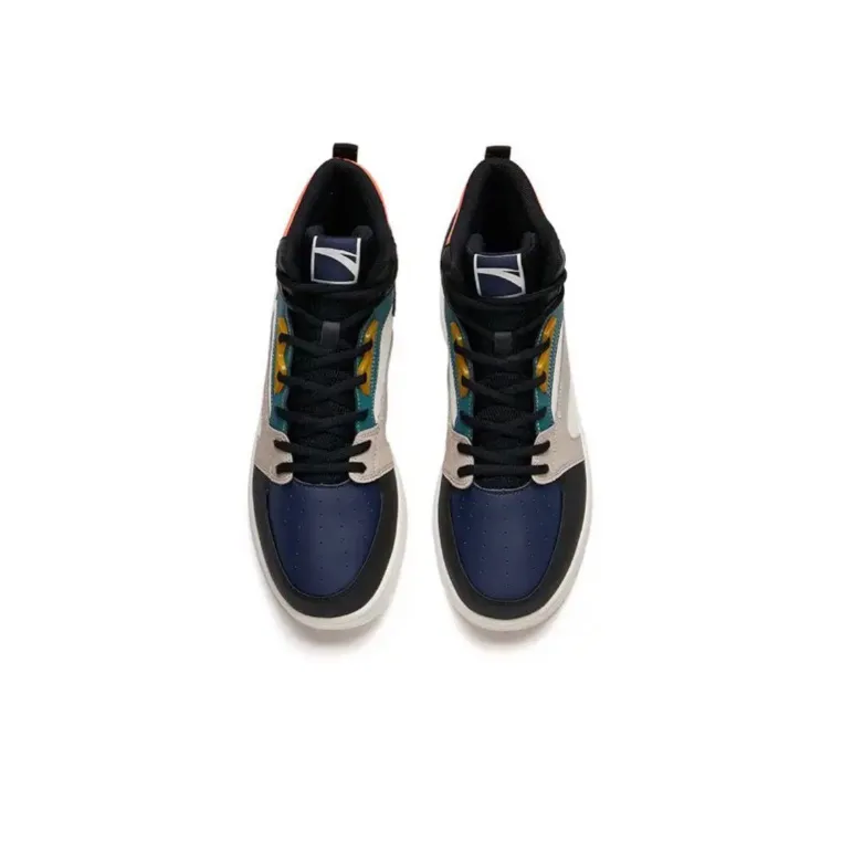 Anta Life Collection Slip Resistant, Abrasion Resistant, Lightweight High Top Skateboard Shoes Men's Black Blue White-3