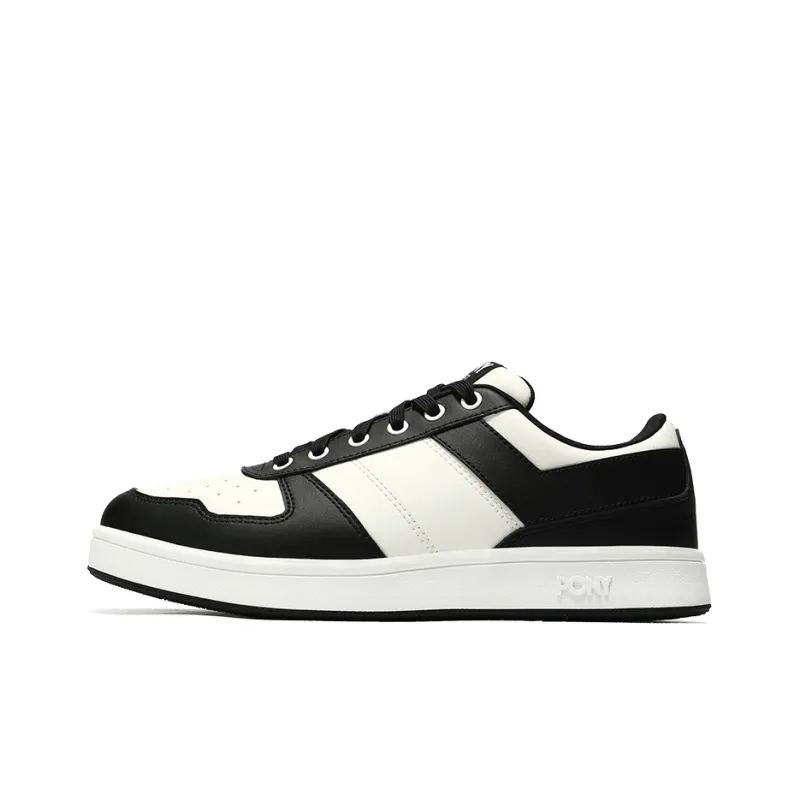 PONY CITY WINGS Cushioned Slip Resistant Low Top Skateboard Shoes Unisex Black White-0