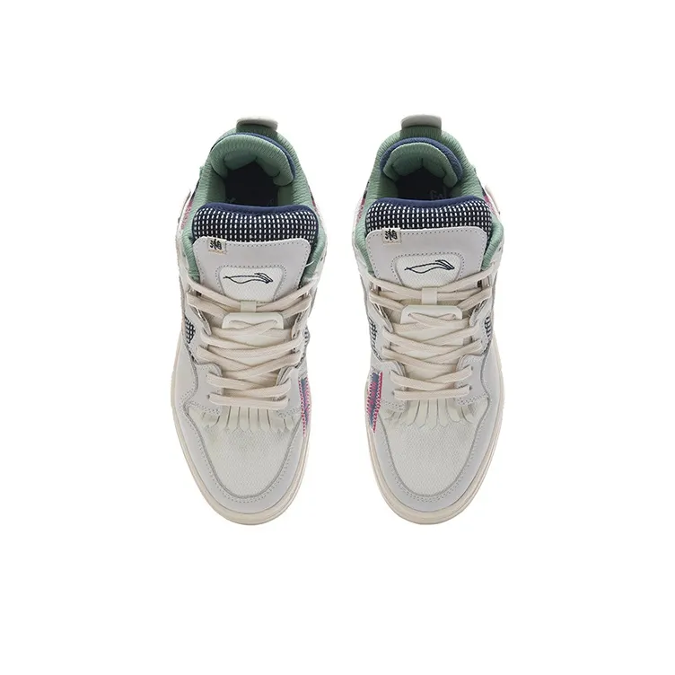 LiNing Wave Pro Anti Slip And Wear Resistant Lightweight Low Top Skateboard Shoes Men's Gray Green-4