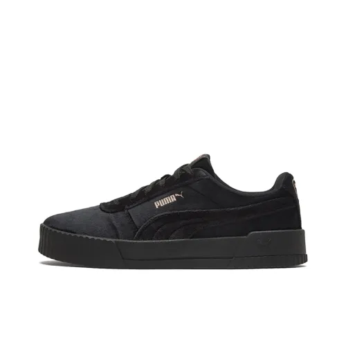 PUMA Carina Series Skateboard Shoes Women's Low-Top Black/Gold