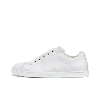 FENDI Leather Slip Ons White Brown