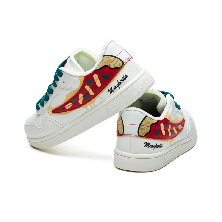 FILA FUSION Pizza Skateboard Shoes Women's Low-Top Snow/Green/Red-4
