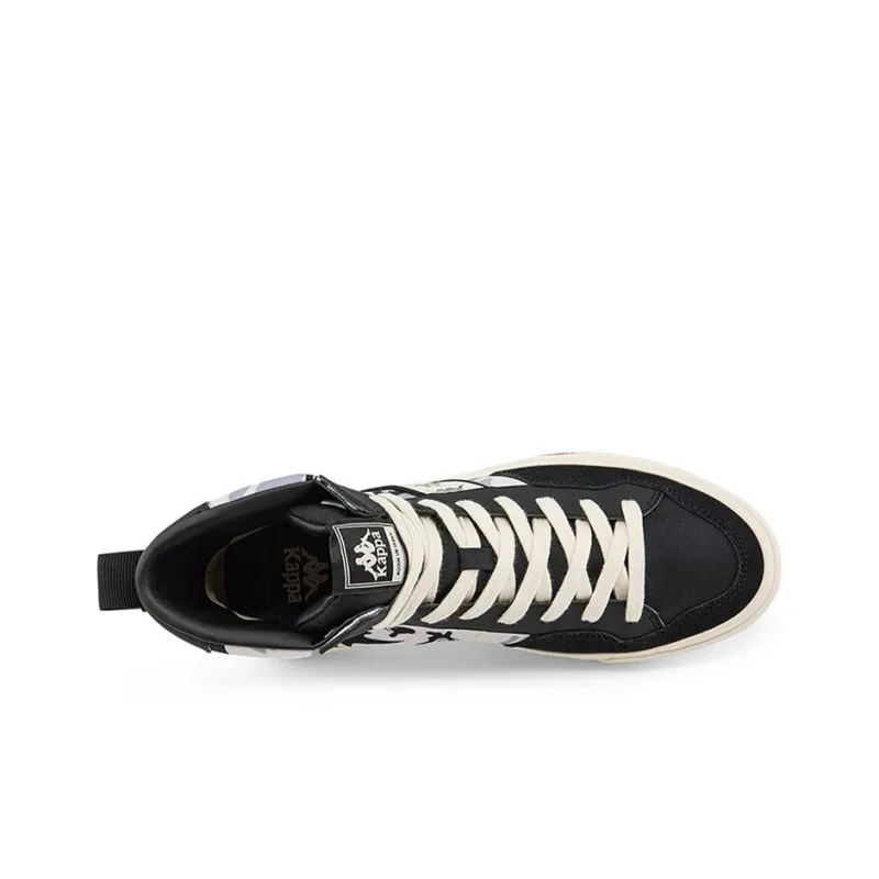 Kappa Wrapping Anti-Slip Shock-Absorbing And Wear-Resistant High-Top Skateboard Shoes Unisex Black White-2