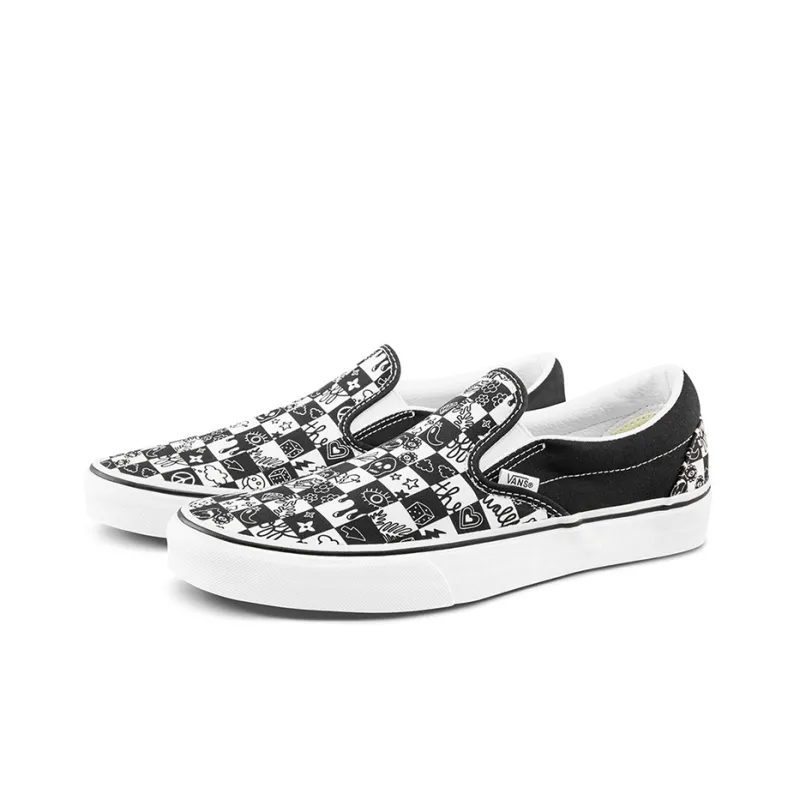 Vans Classic Doodle Checkered Slip on 'Black White'-1