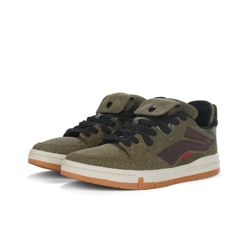 LiNing Wave Pro Durable Breathable Mid Top Skateboard Shoes Men's Army Green-2