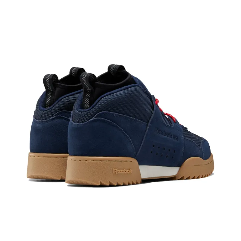Reebok Workout Plus Ripple Boots Anti-Slip Wear-Resistant Cushioning Warm Mid-Top Skateboard Shoes Men's Navy Blue-3
