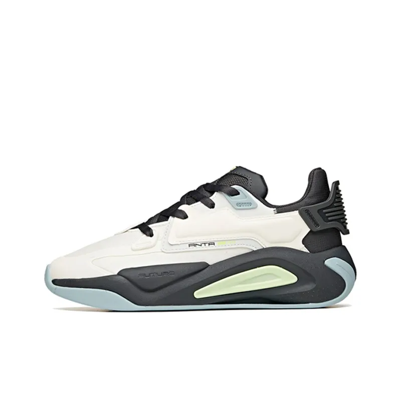 Anta Super Body Slip Resistant Cushioning Abrasion Resistant Low Top Skateboard Shoes White Charcoal Gray-0