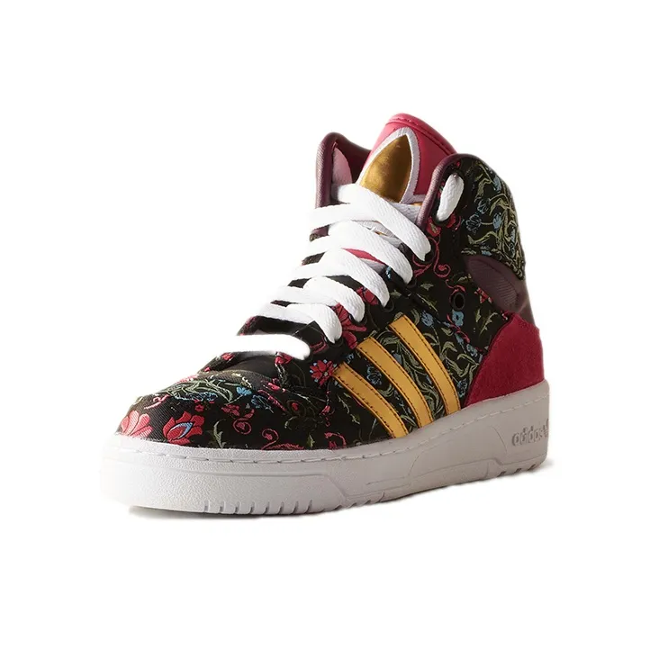 Adidas Originals Metro Attitude Coverage Slip Resistant Mid Top Skateboard Shoes Women's Black Red Patchwork-2