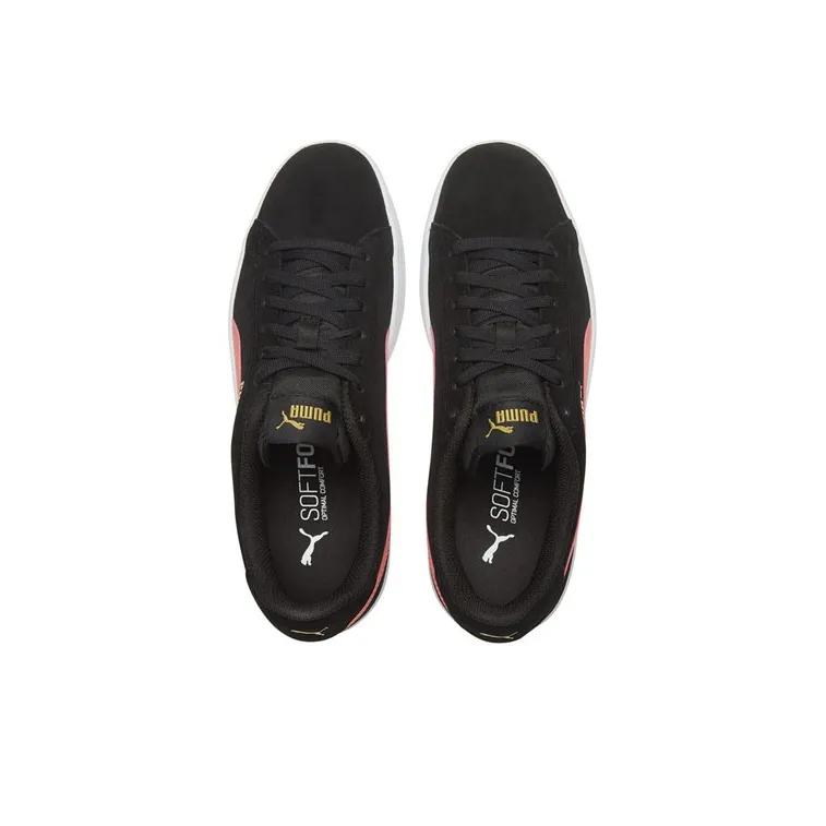 PUMA Smash V2 Retro Casual Skateboarding Shoes Unisex Black Coral Red-3