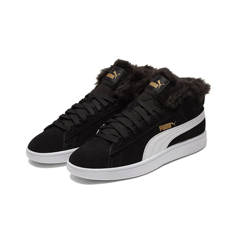 PUMA Smash V2 Plus Fleece Mid Top Sneakers Black Women's-2
