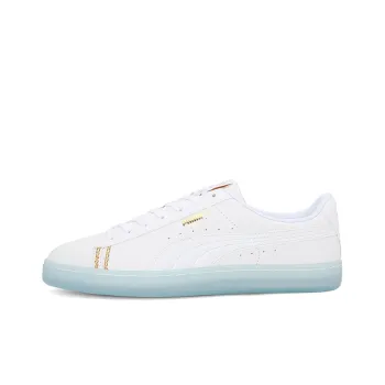PUMA Basket Classic Reptile One8 Anti-Slip And Wear-Resistant Lightweight Low-Top Skateboard Shoes Unisex White Gold