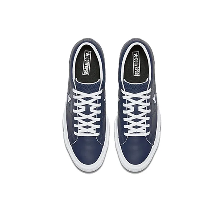 Converse One Star Perforated Leather Low Top Navy-2