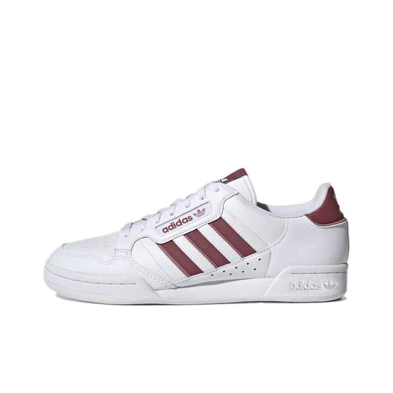 Adidas Originals Continental 80 Stripes Abrasion Resistant Low Top Skateboard Shoes Men's White Red-0