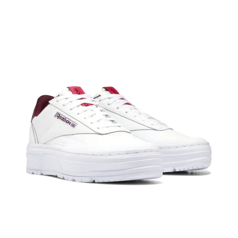 Reebok Club C Double Geo Cloud White Maroon Women's-2