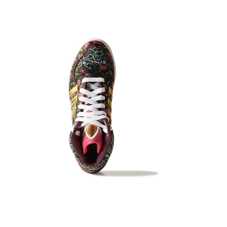Adidas Originals Metro Attitude Coverage Slip Resistant Mid Top Skateboard Shoes Women's Black Red Patchwork-4