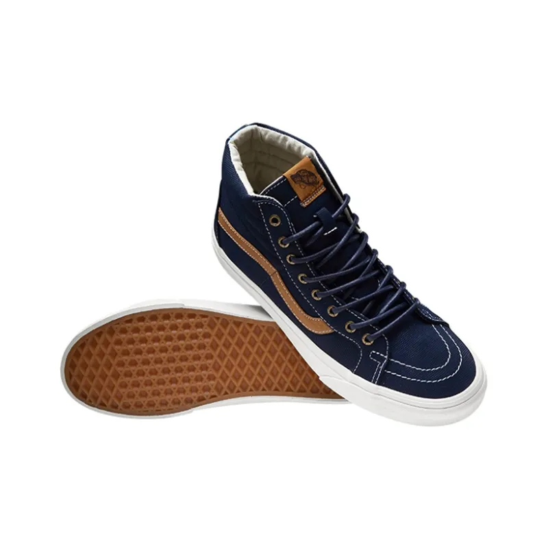 Vans SK8 Reissue Anti-Slip And Wear-Resistant Lightweight High-Top Skateboard Shoes Unisex Blue Brown-3