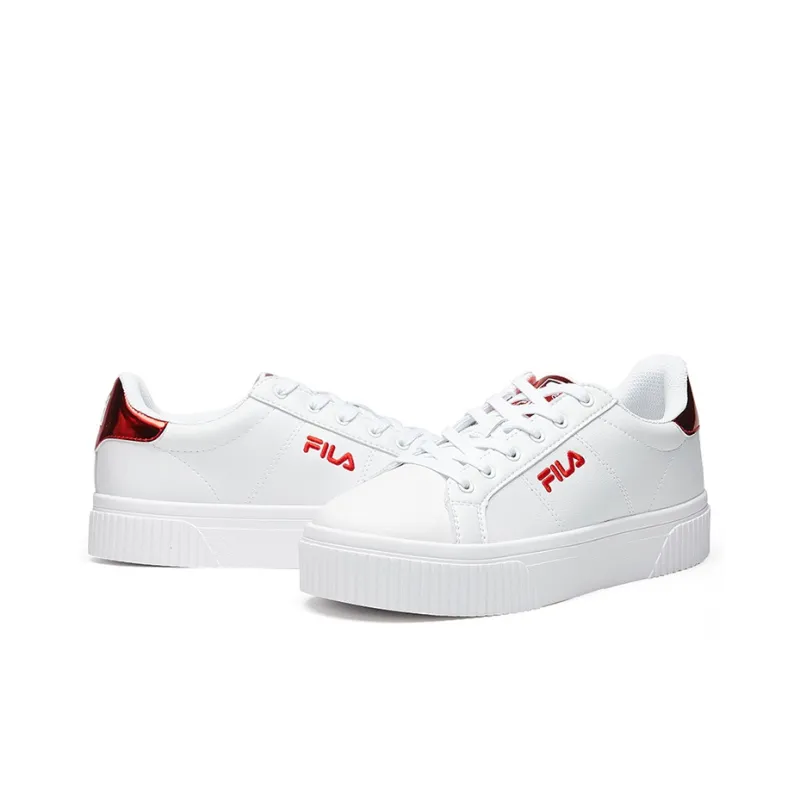 FILA Panache 19 Low Top Skate Shoe White/Red Women's-3