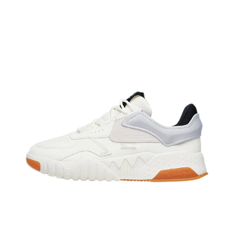 Anta Anti Slip Wear Resistant Low Top Skateboard Shoes Men's White Gray-0
