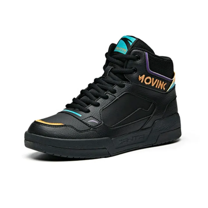 Anta High-Top Skateboard Shoes Men's Black Orange-2