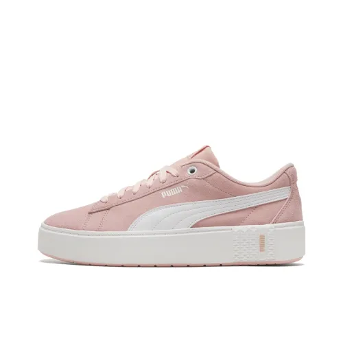 PUMA Smash Series Skateboard Shoes Women's Low-Top Pink/White