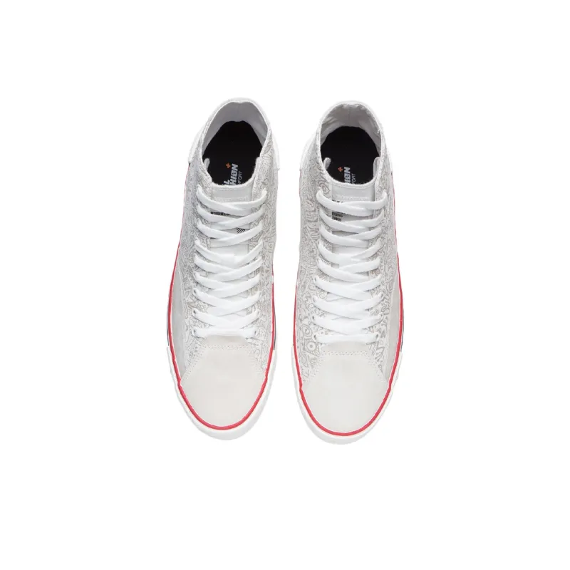 LiNing Wave Canvas Hi High-Top Skateboard Shoes Men's White Gray-3