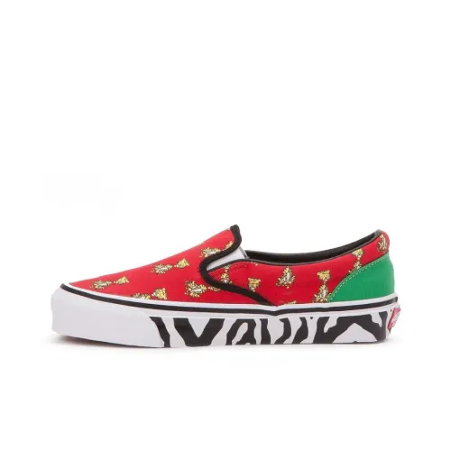 Aries X Vans Slip-on Skateboard Shoes Unisex Low-Top Red/White